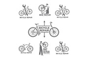 Bicycle repair workshop vector logo template