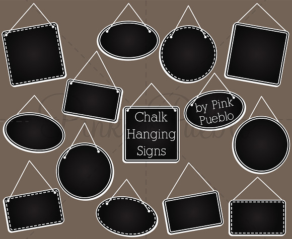 Chalkboard Hanging Frames Clipart in Illustrations - product preview 2