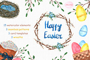 Watercolor Happy Easter set