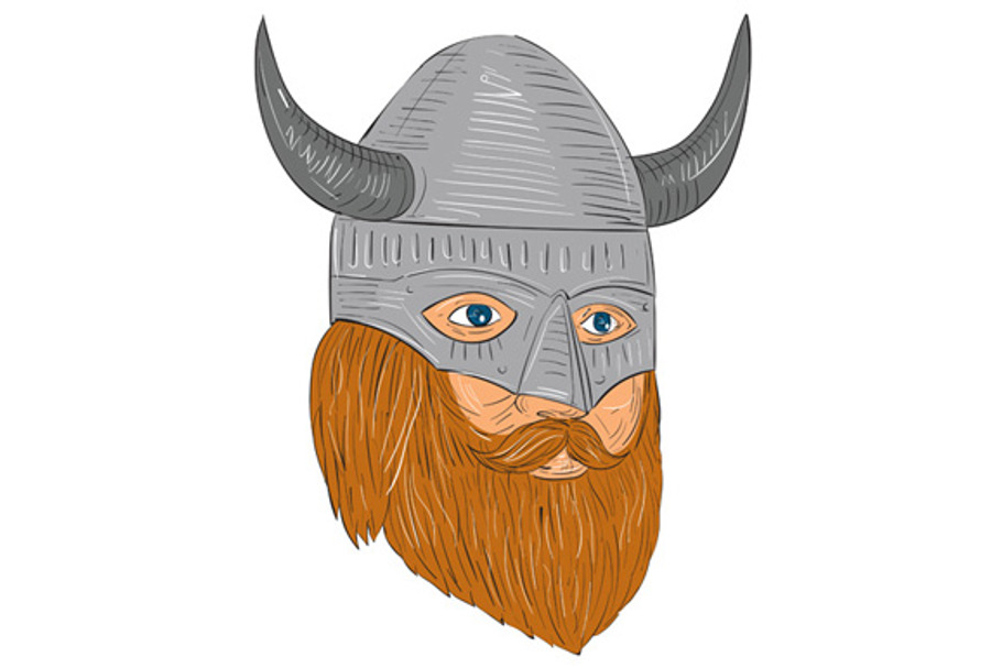Viking Warrior Head Three Quarter V in Illustrations - product preview 8