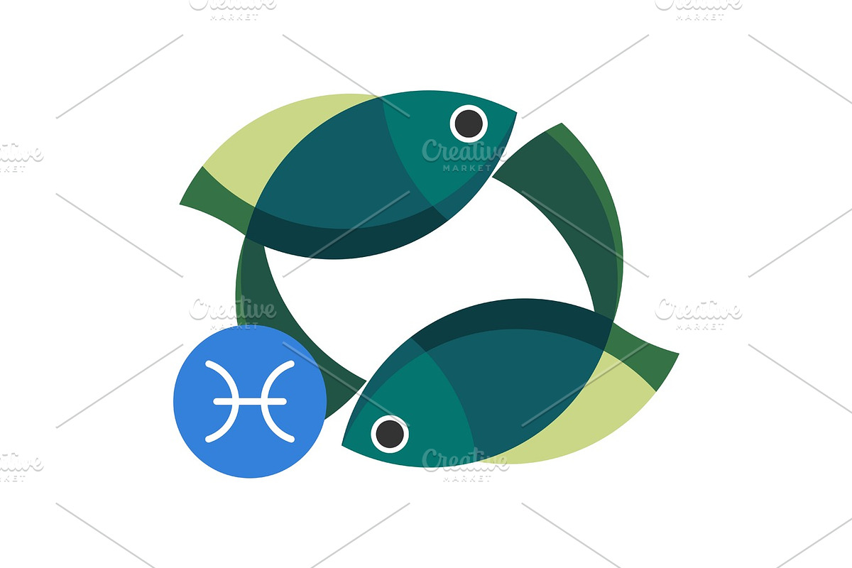 Pisces astrology sign isolated on white. Horoscope zodiac symbol in Illustrations - product preview 8