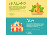 Set of Asia and Thailand Flat Vector Web Banners