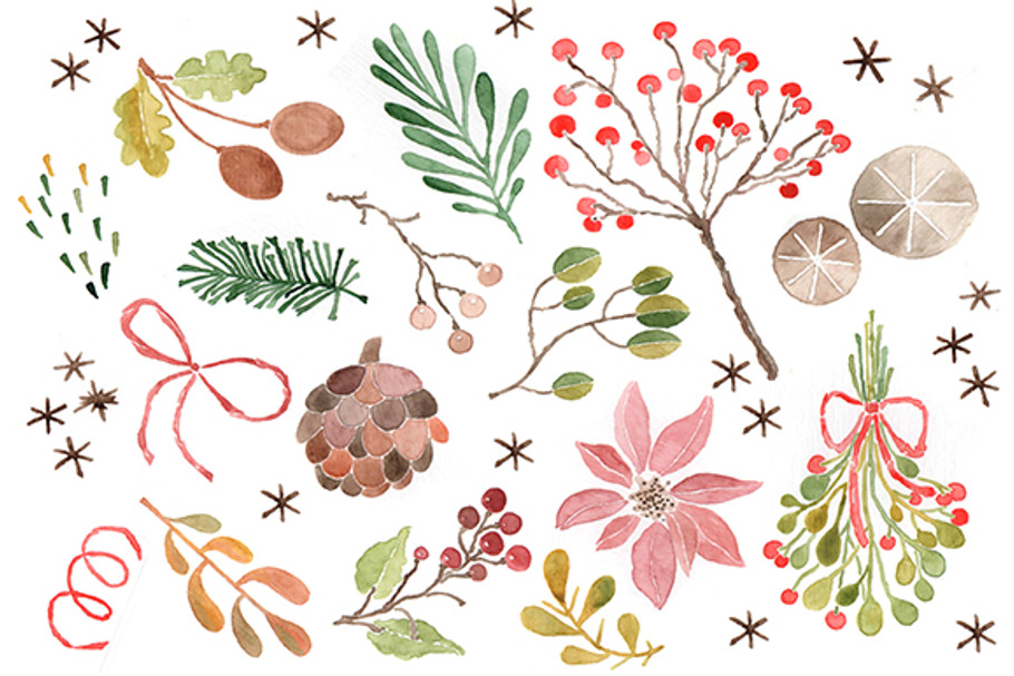Christmas Watercolor Clip Art in Illustrations - product preview 8