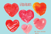 Watercolor Red Hearts