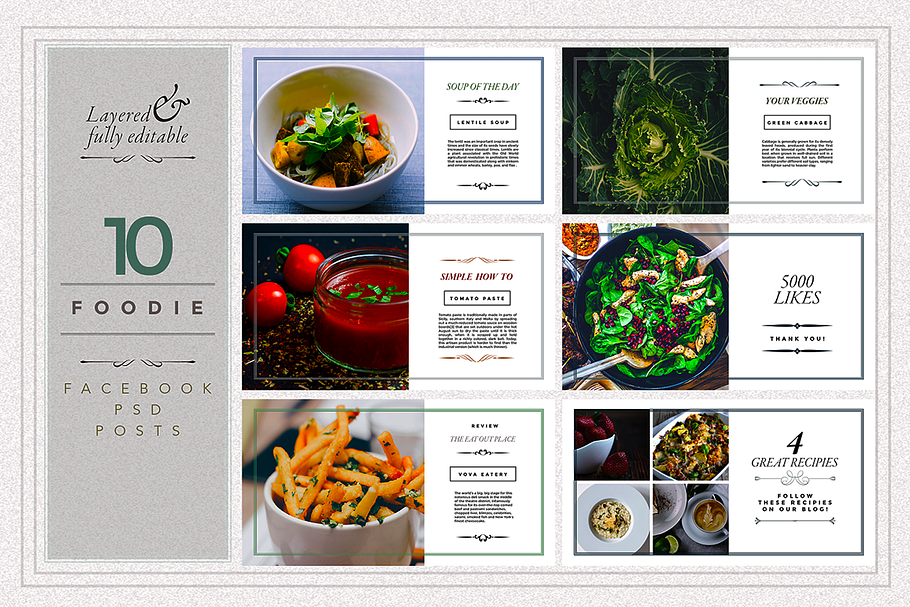 FOODIE facebook posts pack in Facebook Templates - product preview 8