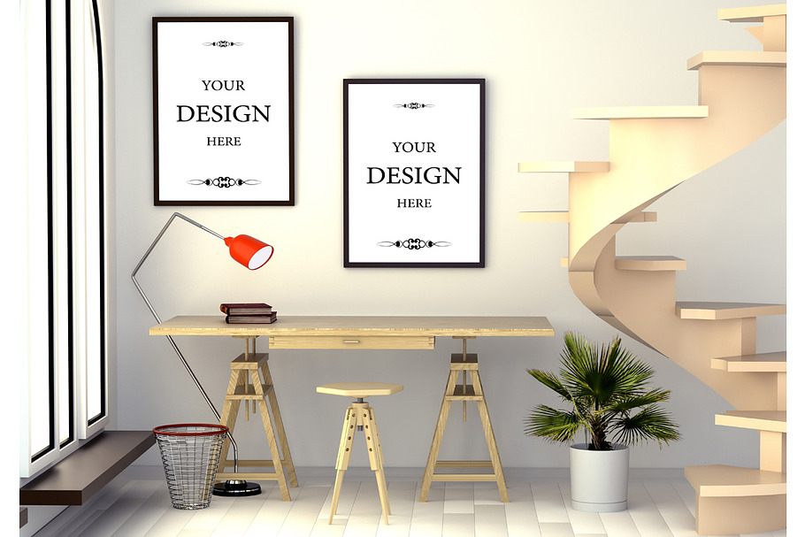 3d illustration of abstract interior in Print Mockups - product preview 8