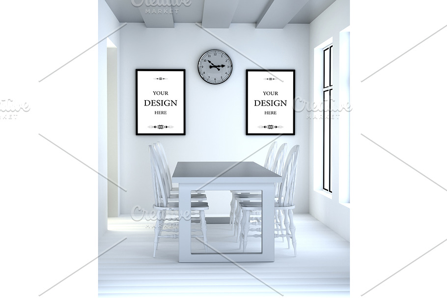 3D interior dining room in Print Mockups - product preview 8