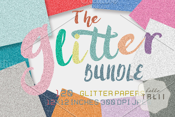 Glitter Bundle- 120 glitter papers in Textures - product preview 1