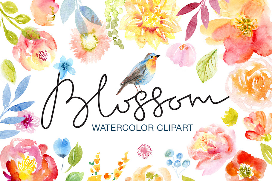 Watercolor Floral Clip Art in Illustrations - product preview 8