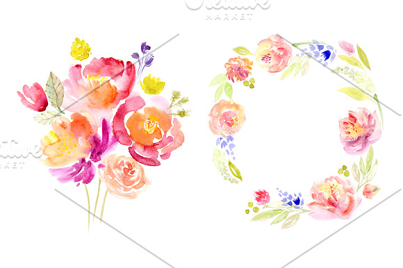 Watercolor Floral Clip Art in Illustrations - product preview 3