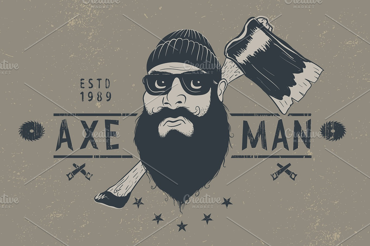 Bearded lumberjack with ax in Illustrations - product preview 8