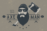 Bearded lumberjack with ax