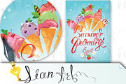 Greeting card with ice cream cones 