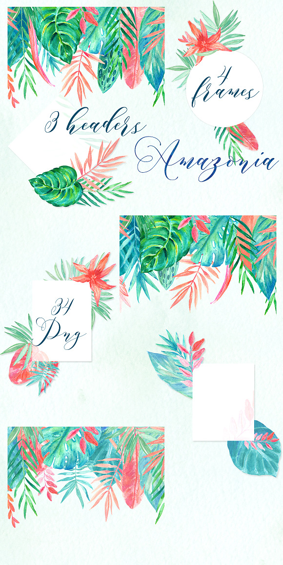 Tropical leaves. Amazonia gold in Illustrations - product preview 1