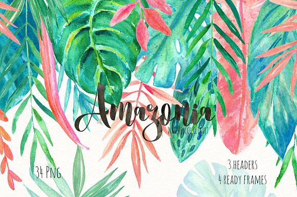 Tropical leaves. Amazonia gold in Illustrations - product preview 4