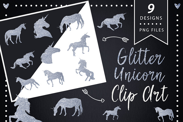 Silver Glitter Unicorns