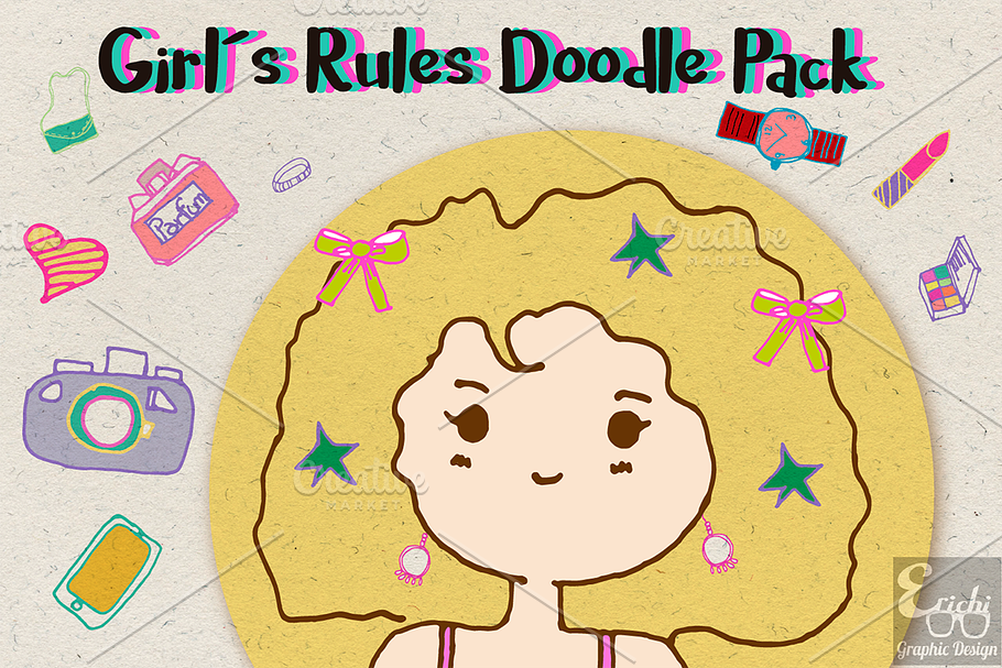 Girls Rules Doodle Pack in Illustrations - product preview 8