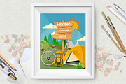 Hiking and camping poster