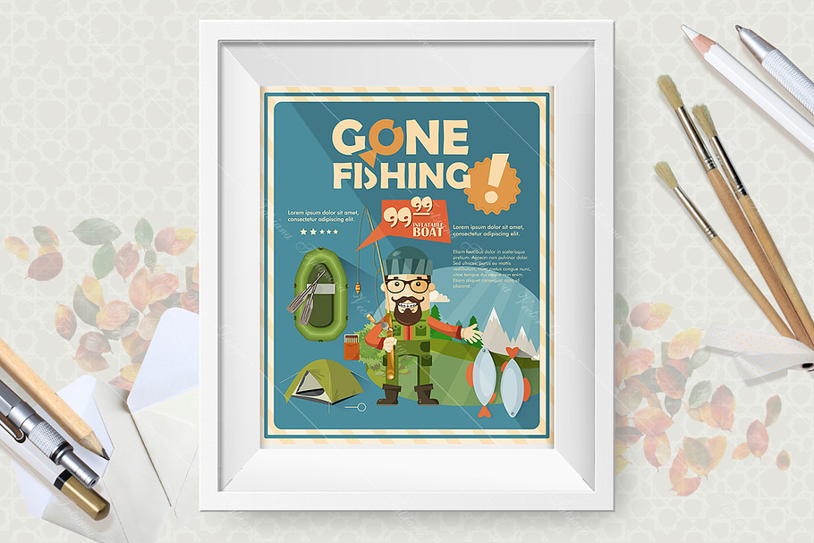 Fishing poster in Illustrations - product preview 8