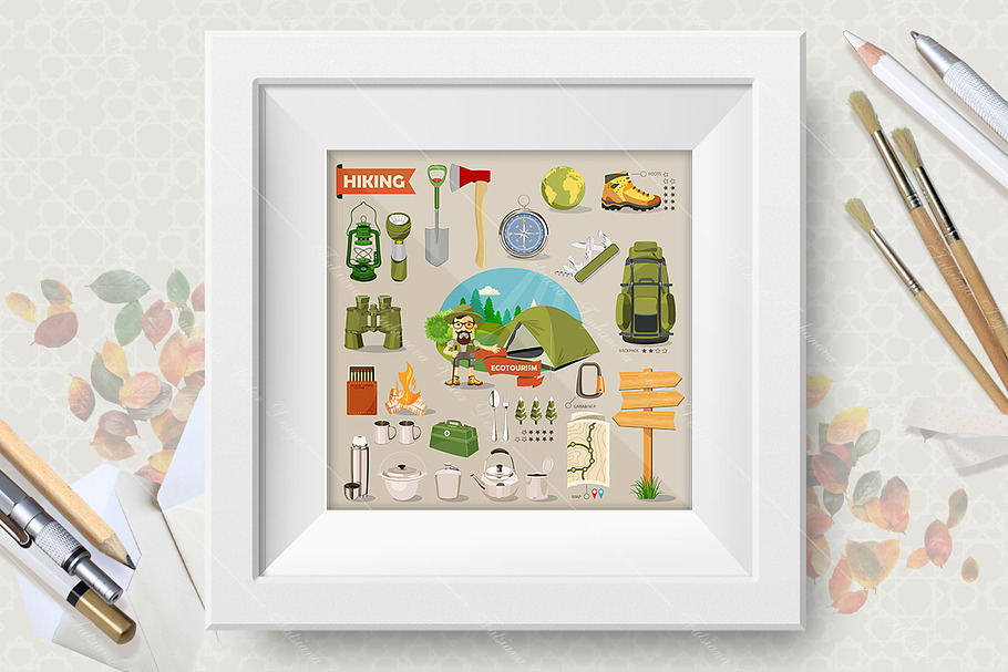 Hiking and camping poster in Illustrations - product preview 8