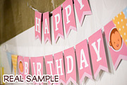 Pink Birthday Monkey banner