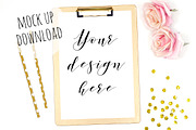 Gold Clipboard Mockup Styled Photo