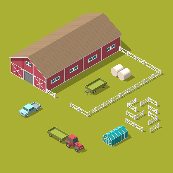 A set of 3D isometric elements for the infographics of a farm or game. Vector illustration of an isolated object on a white background in Objects - product preview 4