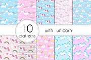 Cute unicorns patterns collection!