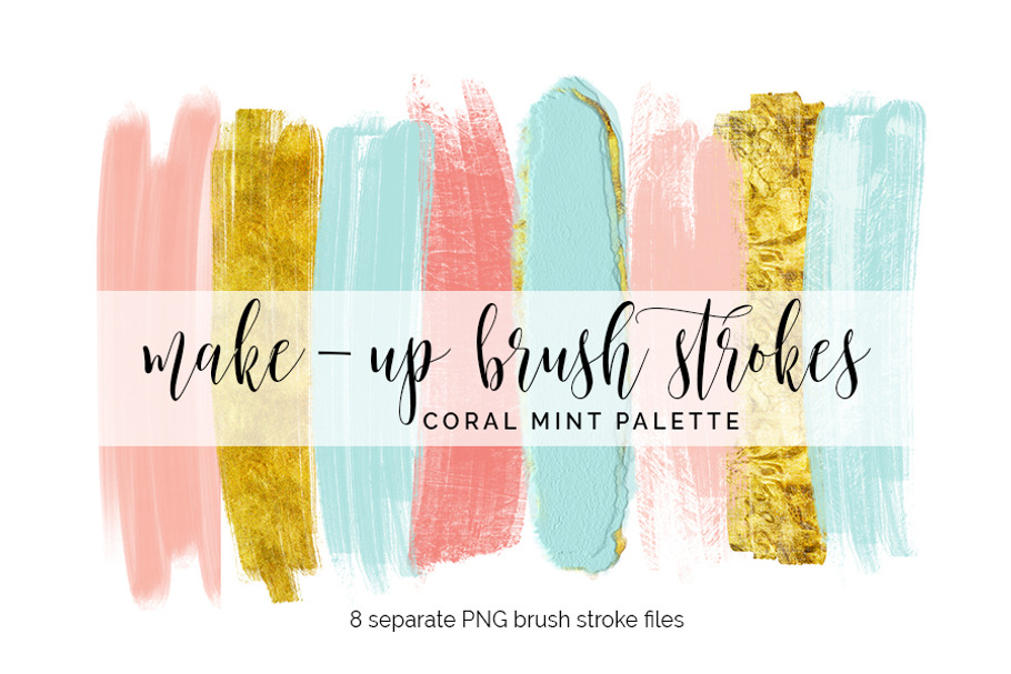 Brush Strokes Clipart - coral mint in Graphics - product preview 8