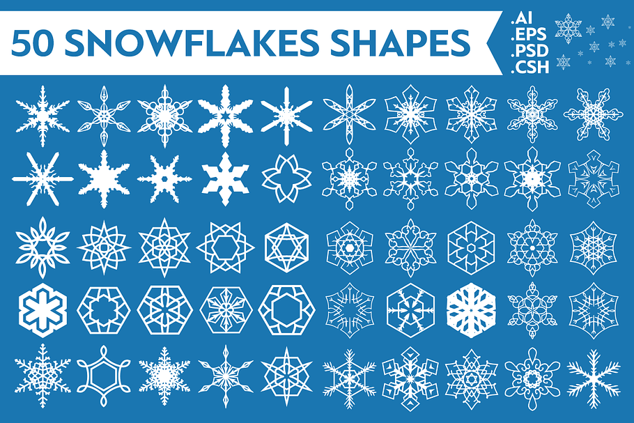 50 Snowflakes Vector Shapes Vol.1 in Photoshop Shapes - product preview 8