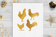 chickens gold foil clip art png svg