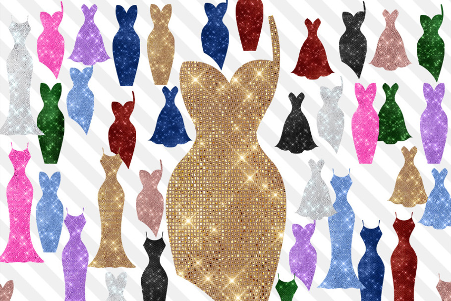 Glam Sequin Dresses Clipart