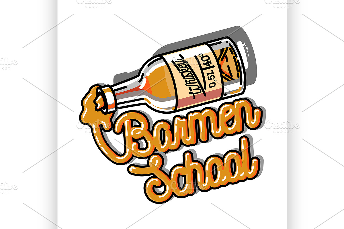 Color vintage barmen school emblem in Illustrations - product preview 8