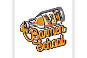 Color vintage barmen school emblem