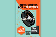 Color vintage car rent banner