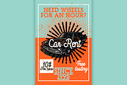 Color vintage car rent banner