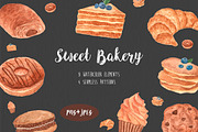 Watercolor Sweet Bakery set