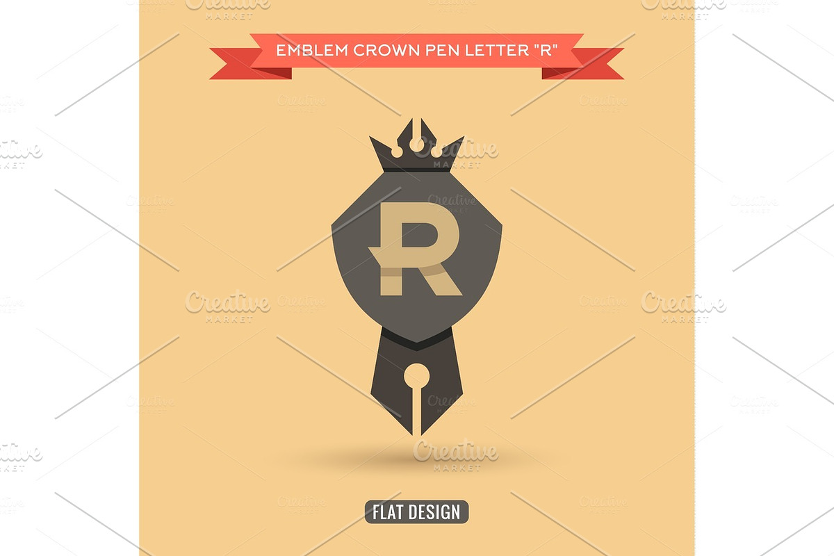 Logo emblem crown pen the letter R education in Logo Templates - product preview 8