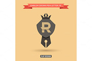 Logo emblem crown pen the letter R education