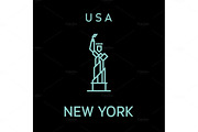 Statue of Liberty outline vector logo into flat style