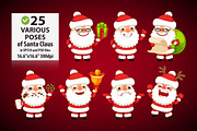 Set of Cartoon Santa Clauses