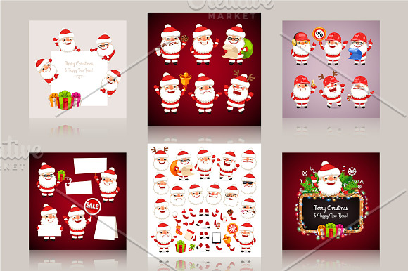 Set of Cartoon Santa Clauses in Illustrations - product preview 2