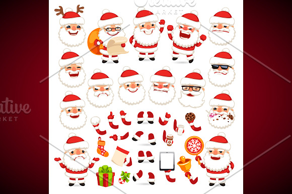 Set of Cartoon Santa Clauses in Illustrations - product preview 3