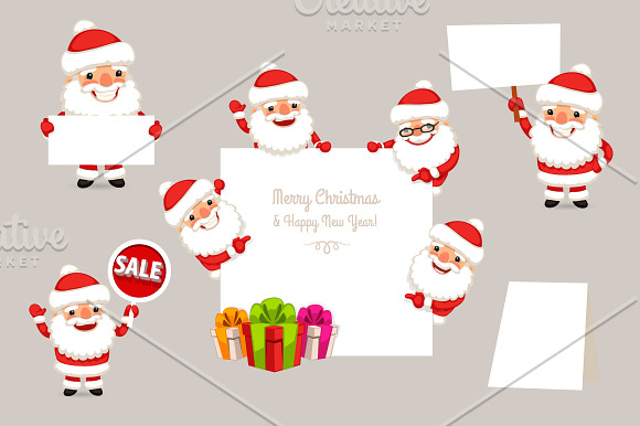 Set of Cartoon Santa Clauses in Illustrations - product preview 4