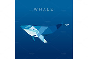 Whale Lowe roles polygons, vector illustration, logo