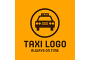 Taxi yellow logo icon style trend vector car sign, illustration