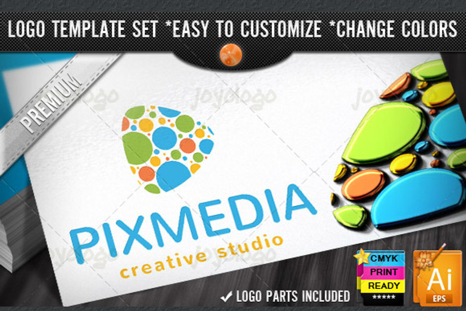 Pixel Dots Creative Media Play Logo in Logo Templates - product preview 8