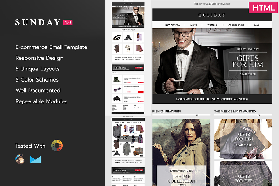 Sunday E-commerce Responsive Email in Mailchimp Templates - product preview 8