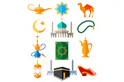 Muslim arabic colorful icons