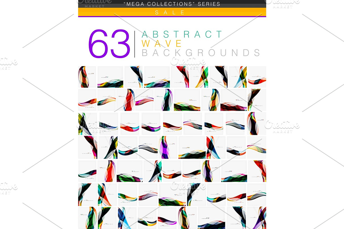 Mega collection of wave abstract backgrounds in Illustrations - product preview 8
